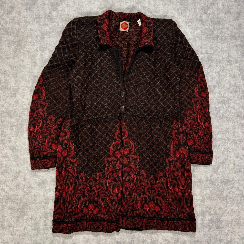 VTG Millma Bolivia 100% Alpaca Hand Loomed cardigan sweater coat womens L